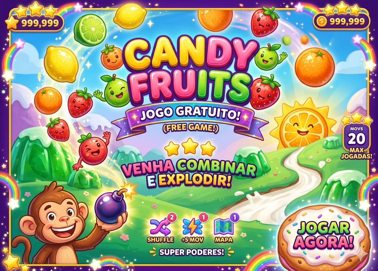 Candy Fruits - Combine as frutas com desafios de Matemática