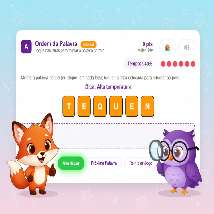 Sequência de Palavras - Jogo de alfabetização infantil